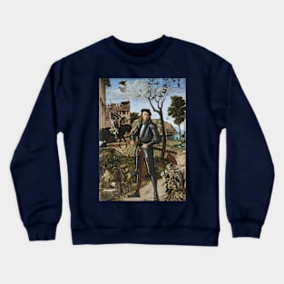 Young Knight in a Landscape by Vittore Carpaccio Crewneck Sweatshirt